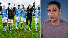 Malmö FF firar efter vinsten mot Halmstad i Svenska cupen och SVT Sports fotbollsexpert Daniel Nannskog
