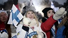 Finska ishockeyfans firar en vinst