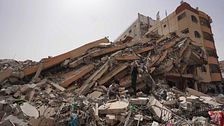 Raserad byggnad i Nuseirat  i centrala Gaza