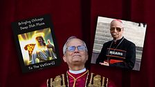 Kollage med påven Leo XIV och två av memesen som sprids på nätet: en poster som säger ”Brining Chicago Deep Dish Pizza To the Vatican” , samt en bild med påven i Chicago-tröja.