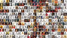 Collage av många historiska porträtt av påvar målat och tecknat, både i färg och svartvitt.