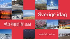 Kollage med tittarbilder och adress till hemsidan där man kan ladda ut och skicka in en väderbild till Väderbildstävling i Sverige idag.