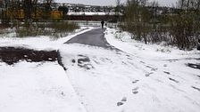 Bild på snöfall i  Kiruna trots att det är juni