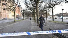 Bild från centrala Stockholm i januari när ett misstänkt farligt föremål hittades.