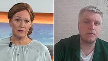 SVT:s programledare Jenny Lindeborg och reportern Jimmy Kirvismäki