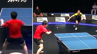 Se osannolika bollen mellan Fan Zhendong och Hugo Calderano