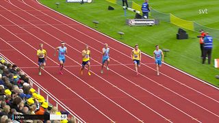 Henrik Larsson tar hem 100 meter-loppet