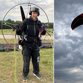 Med sin paramotor ser Fredrik Norberg från 400 meter upp i luften: ”Är adrenalintorsk”
