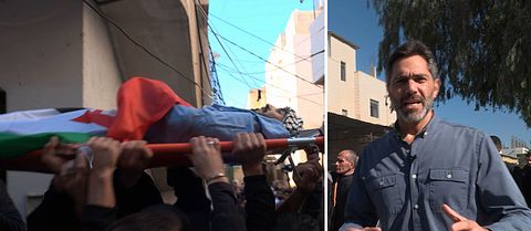 Samir Abu Eid och ett begravningståg på Västbanken