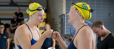 Louise Hansson och Michelle Coleman svenska landslagssimmare