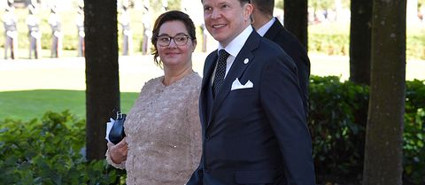 Talmannen Andreas Norlén (M) med fru Helena anländer till riksdagshuset inför riksmötets öppnande.