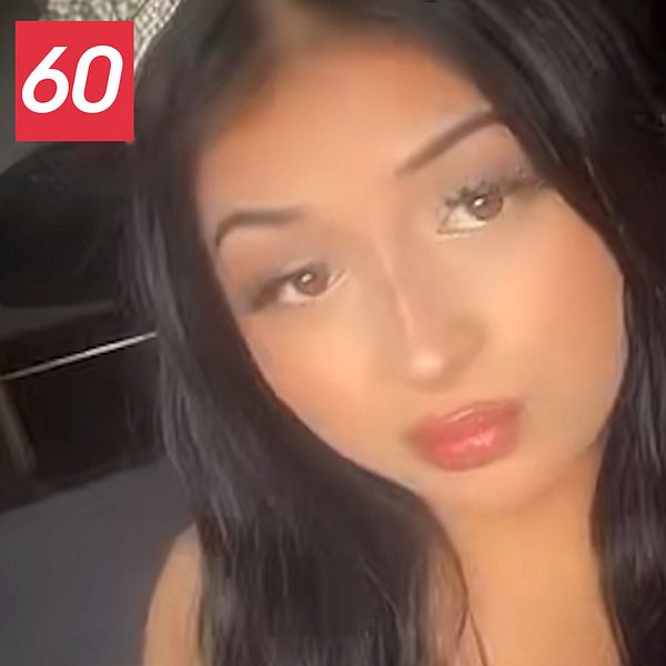 En bild på 14-åriga Emilia som mördades i Landskrona. Den andra bilden visar en bild från hennes begravning.
