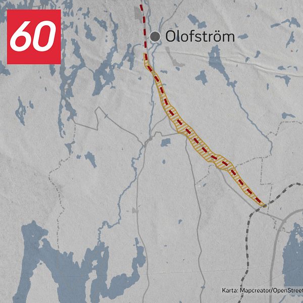 Karta över hur Sydostlänken är tänkt att gå.