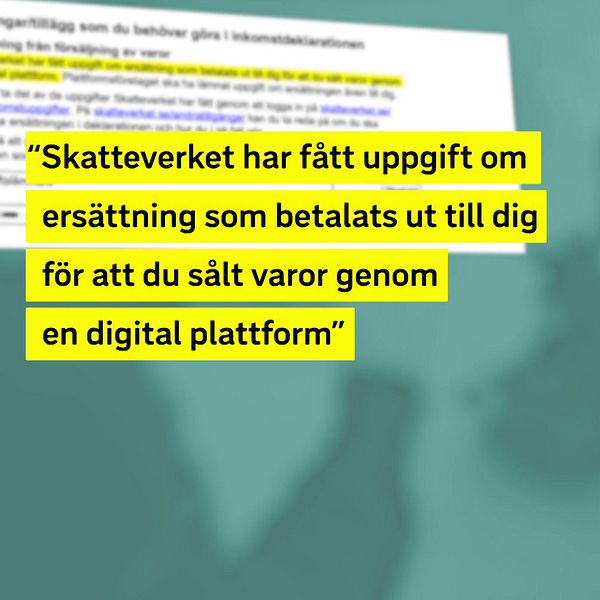 Tvådelad bild. Vänster: Text om ersättning från digital plattform. Höger: Person med lång lockigt hår.