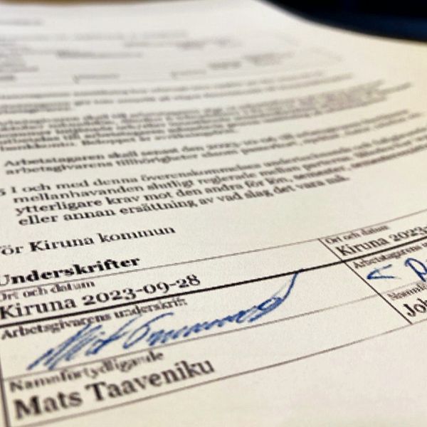 Avtalet mellan Kiruna kommun och Johan Bergstad samt politikern Gunnar Selberg (C)