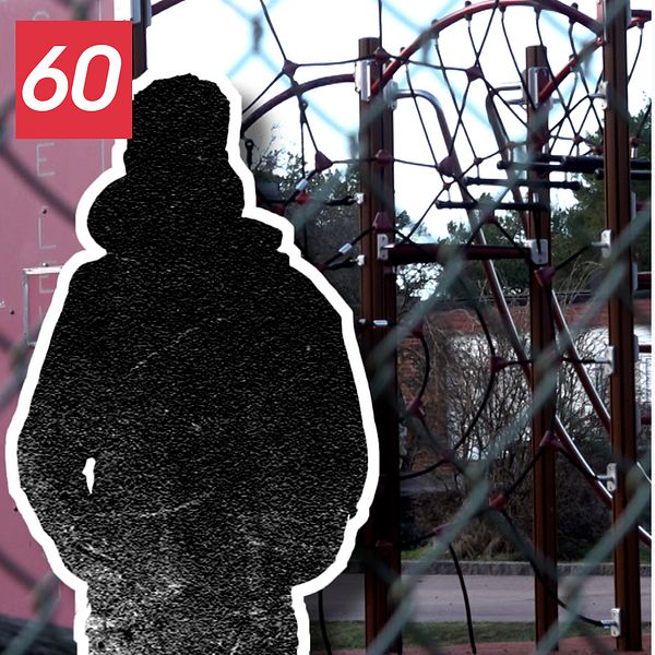 Siluett på man och bilder polisens förundersökning gällande misstänkt barnpornografibrott på Engelska skolan i Karlstad.