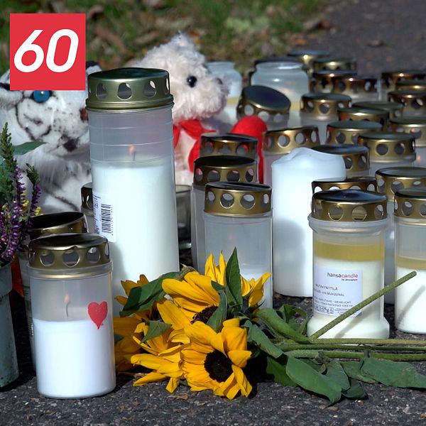 Tända gravljus för att hedra den 15-åring som hittats död, misstänkt mördad, i Alingsås.
