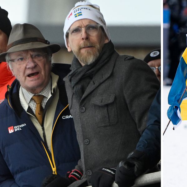 Kung Carl XVI Gustaf (till vänster), Jakob Forssmed och Jonna Sundling.