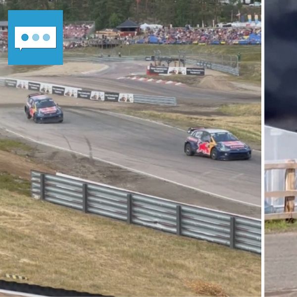 Rallycrossbilar och en brand i ett garage från en tävling