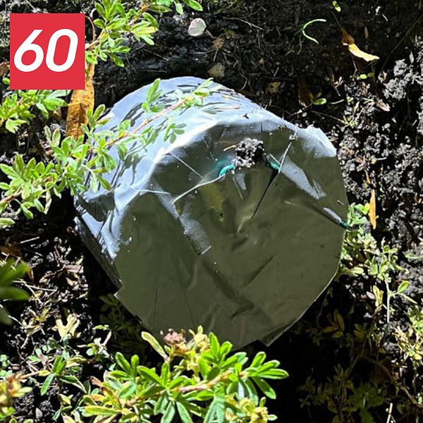 Delad bild. Vänster: Bomben som placerades i Kolla. Höger: Två inplastade paket med narkotika.