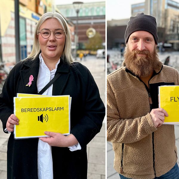 Västeråsare med skyltar på olika typer av larm