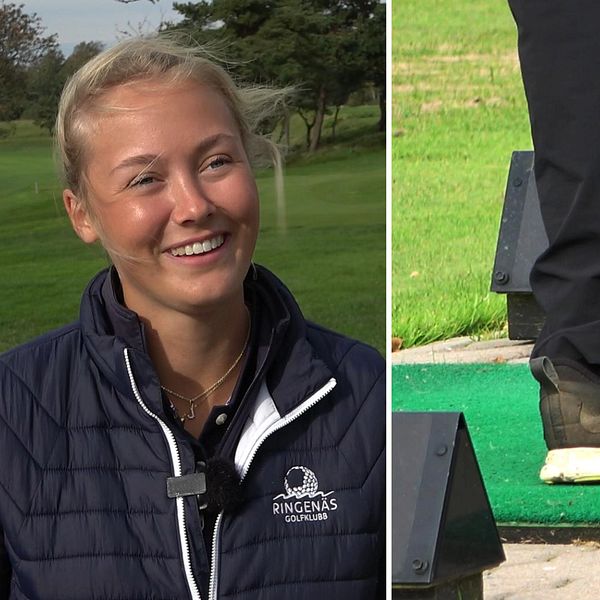 Golfaren Josefin Widal och en plastee.