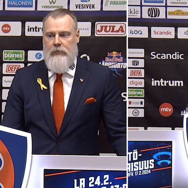 Rikard Grönborg med utbrott strax före presskonferensen.