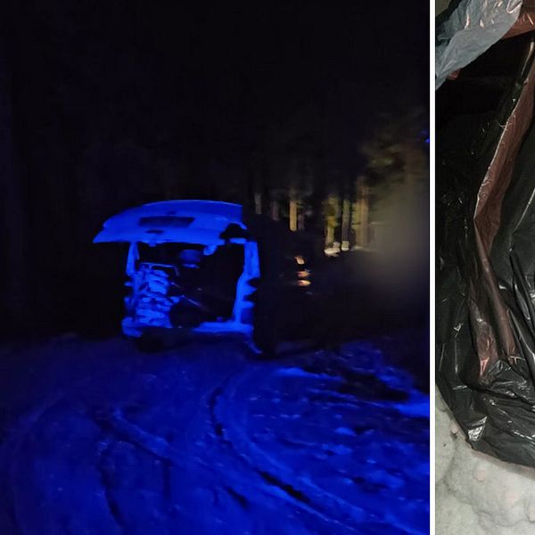 Renskötarnas bil och stöldgodset.