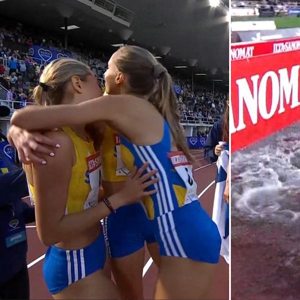 Alice Magnell Millán firar segern efter 800 meter i Finnkampen