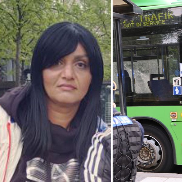 Bussen träffades av flera skott – se videon. Sükran Akan sprang till platsen för att hjälpa till – och filmade skadorna inifrån bussen.