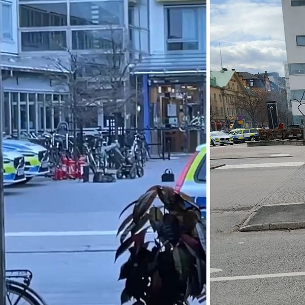 Rök från bil utanför polishuset