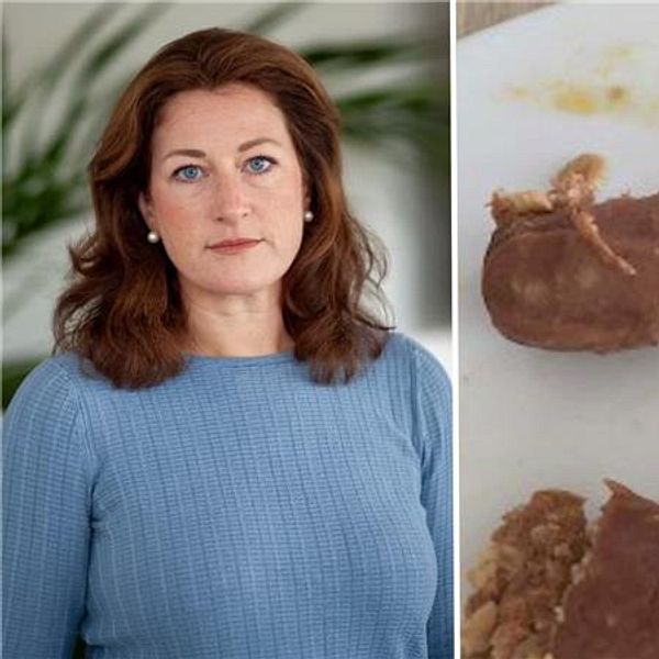 Amelie Tarchys Ingre (L) och korvar med hål i.