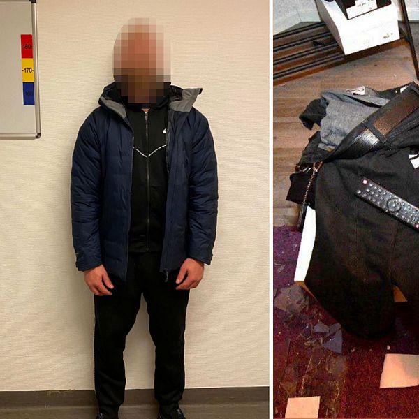 Polisens bild på brottsmisstänkt man, bild från husrannsakan i lägenhet i Sundsvall.