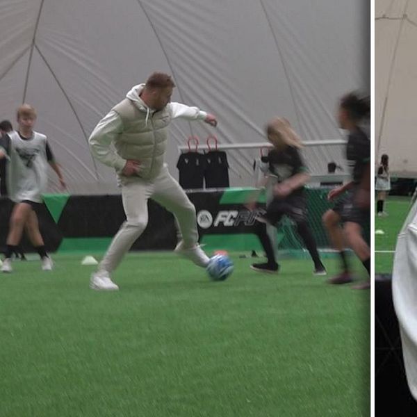 Landslagsstjärnan Dejan Kulusevski spelade fotboll med unga.