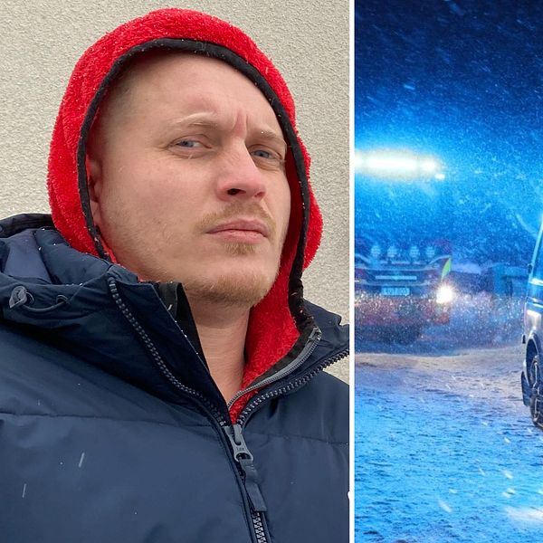 en man som är granne med explosionen och en polisbil