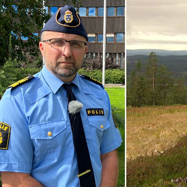 tvåbild. Polisområdeschef Peter Karlsson i ena delen av bilden. Björnjägare i andra.