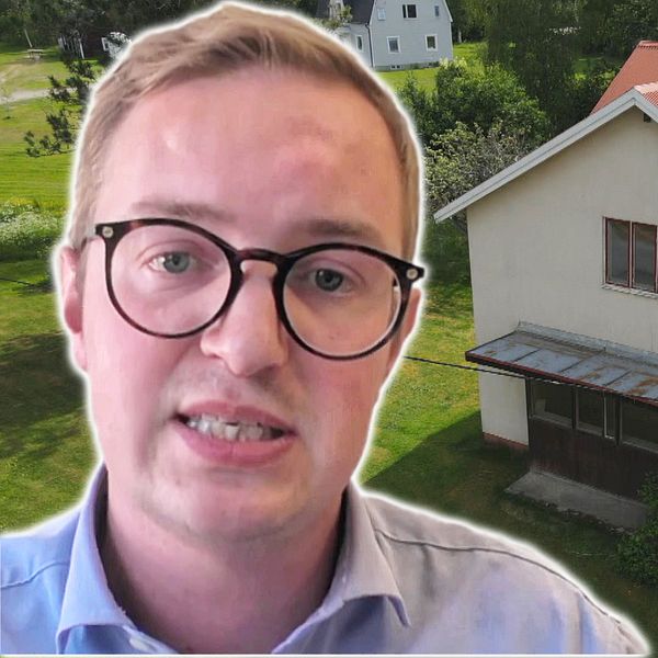 Centerpartiets migrationspolitiske talesperson är upprörd efter SVTs granskning. Han är inklippt i en drönarbild av ett tomt hus i Undrom i Ångermanland