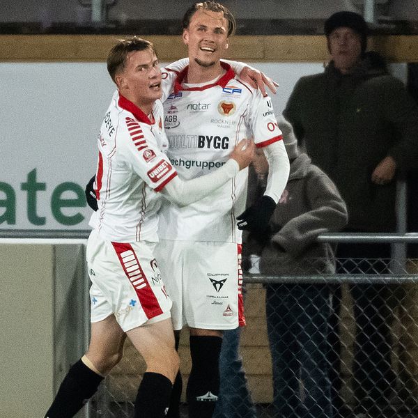 Kalmar FF-spelare jublar efter mål mot Degerfors i allsvenska segern