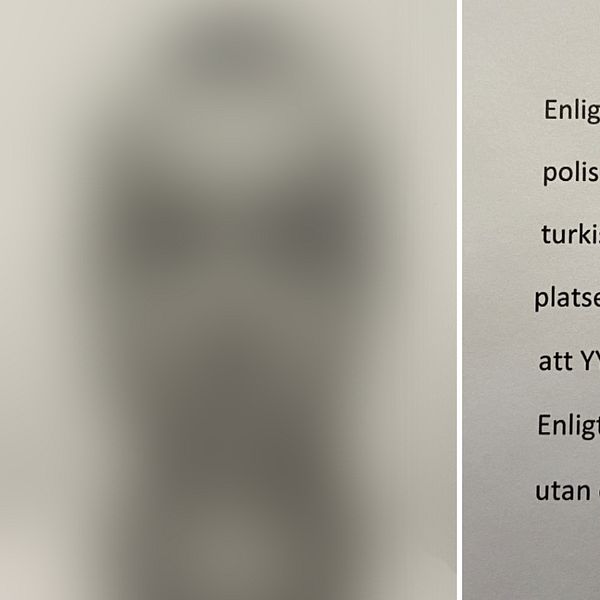 Blurrad bild på misstänkt person, PM ur en polisutredning.