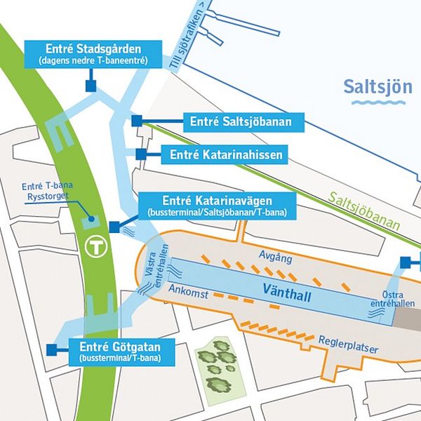 Entréer till bussterminalen vid Slussen