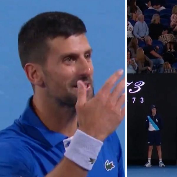 Novak Djokovic gestikulerar.