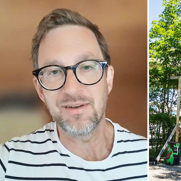 Johan Wallgren och entrén till nattklubben Trädgården i Stockholm.