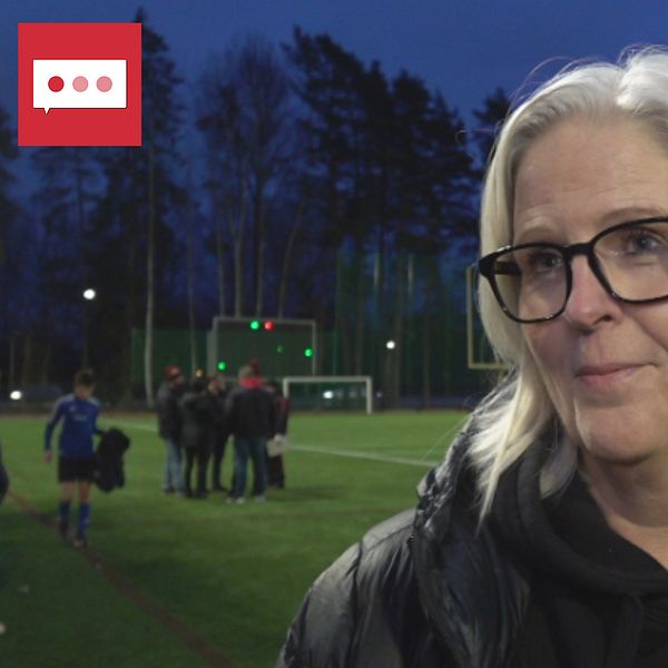 Maria Mangelin, ordförande för Carlstad Crusaders, blir intervjuad.