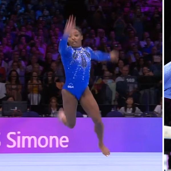 Simone Biles under fristående programmet i gymnastik-VM