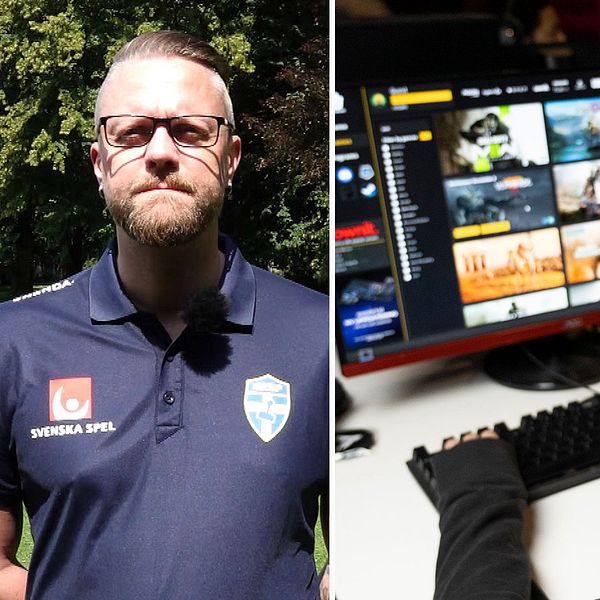 Martin till vänster och en genrebild på en ung tjej som spelar spel