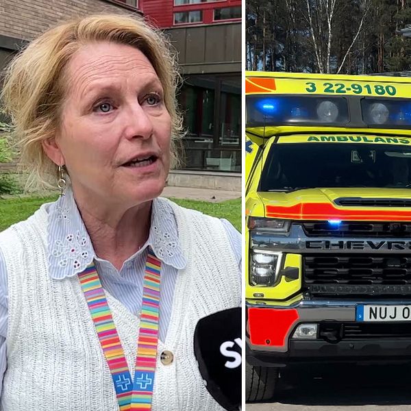 Camilla Gustafsson och Elisabeth Björk med ambulans i Värmland