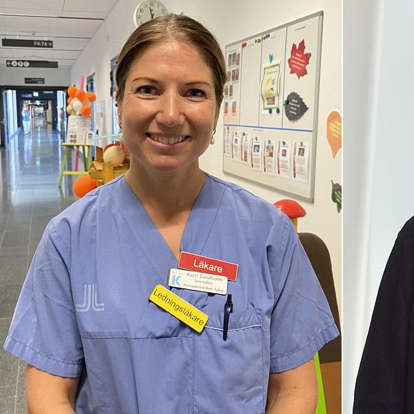 Barnläkaren Katri Sandholm och Andreas Palmborg Pfizer