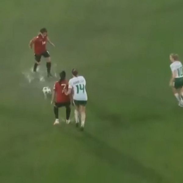 Det var riktigt blött i Nations League-matchen mellan Irland och Albanien.