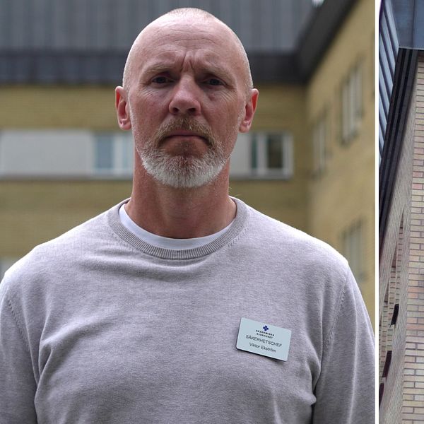 Säkerhetschefen Viktor Ekström utanför Akademiska sjukhuset