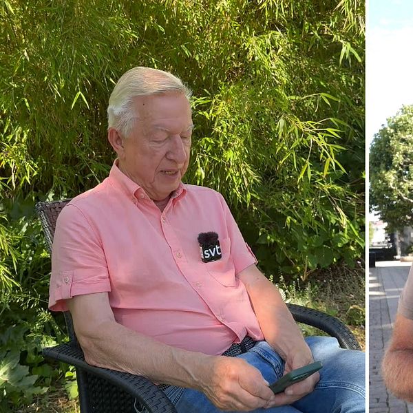 Kent Lewén och Mats Johansson testar SVT:s lokala valkompass i Karlskrona